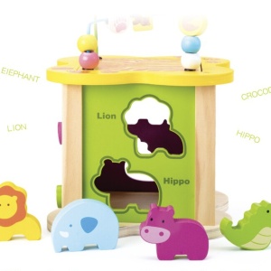 Cub cu 6 activitati Montessori, animalele salbatice cu circuit de bile Mini Animal Cube - Img 7