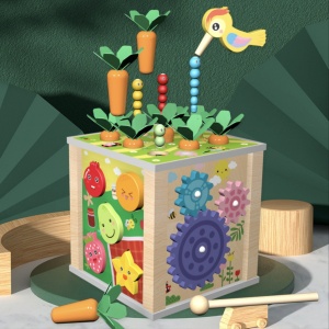 Cub multifunctional Montessori 6 in 1 cu Ciocanitoare, din lemn - Img 5