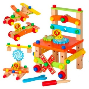 Joc de asamblat banc cu scule, Lion, din lemn - Img 2