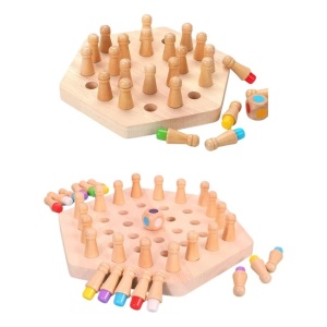 Joc de memorie Hexagonal Memory Chess, cu 24 pini, din lemn - Img 2