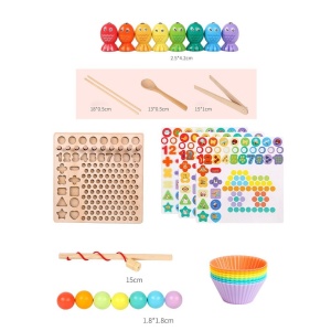 Joc Montessori 5 in 1 Logarithmic Plate Beads, din lemn - Img 12
