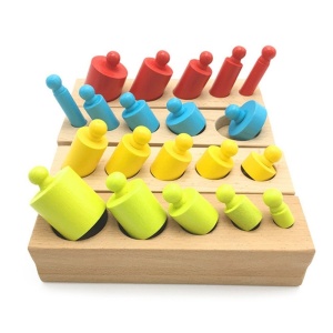 Joc Montessori de Invatare, 4 seturi cilindri color din lemn - Img 4