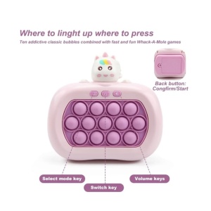 Jucarie senzoriala inteligenta Pop It cu lumini - Consola Interactiva Unicornul roz - Img 5