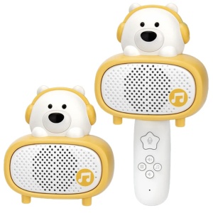 Microfon karaoke cu telecomanda, Bluetooth si incarcator cablu USB - Ursuletul alb - Img 12