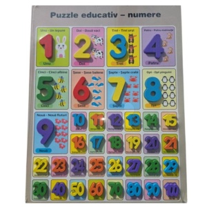 Puzzle Incastru 3D Lemn cu Numerele 1-100 și Imagini cu Animale – 40x30 cm - Img 1