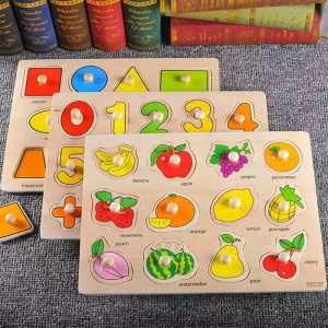 Puzzle Incastru Din Lemn Cu Fructe Cu Buton Si Imagini - Img 4