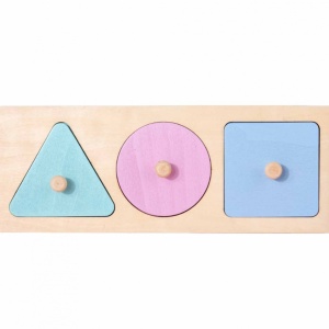 Puzzle incastru magnetic de mari dimensiuni, cu 3 Forme geometrice pastel - Img 1