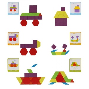 Puzzle Tangram 130 Piese din lemn - Img 7