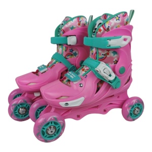 Role copii 2 in 1, R010R cu casca, cotiere si genunchiere, masuri reglabile, roz - Img 2