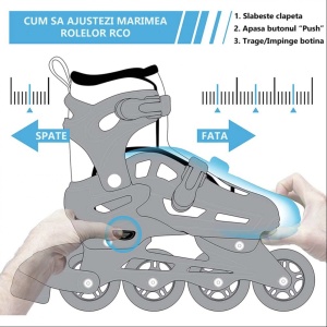 Role copii 2 in 1, R010R cu casca, cotiere si genunchiere, masuri reglabile, roz - Img 4