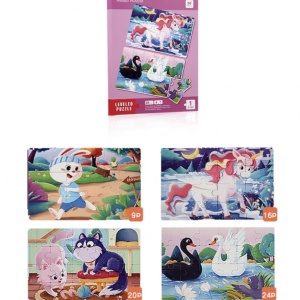 Set 4 puzzle-uri magnetice din lemn – animale, Montessori - Img 1