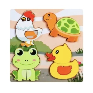 Baby Puzzle Incastu cu 4 imagini, din lemn masiv – Piese Mari - Img 2