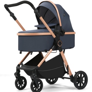 Carucior 2 in 1, F7 Albastru, reversibil, pliabil compact, suspensii duble - Img 3