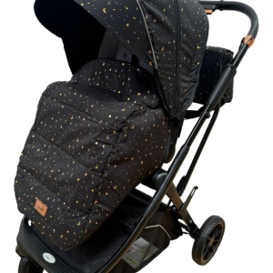 Carucior reversibil pliabil, cu husa picioare, 0-36 luni, C7 Negru cu auriu - Img 5