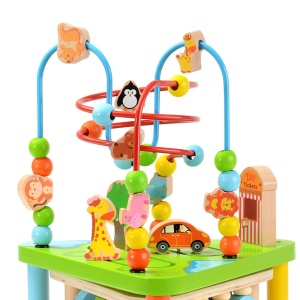 Centru cu activitati multiple Montessori, rotativ, Zoo life, 38x26x23 cm, din lemn - Img 3