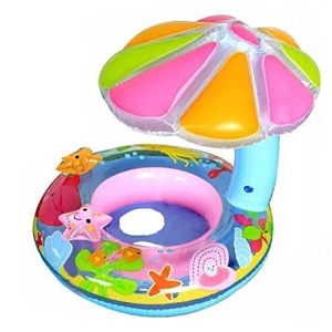 Colac Bebe pentru Inot, Cu Protectie Solara Stea de mare, bleu - Img 1