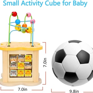 Cub cu 6 activitati Montessori, animalele salbatice cu circuit de bile Mini Animal Cube - Img 12