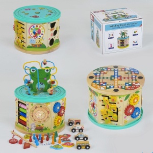 Cub interactiv 9 in 1 Montessori, Broscuta din lemn - Img 6