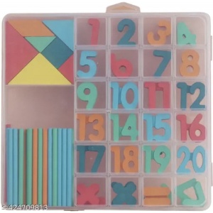 Cutie de invatare cu tangram, cifre, semne matematice, din lemn - Img 5