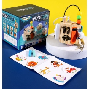 Joc Cub Busy Board cu 14 activitati, multifunctional, din lemn - Img 13