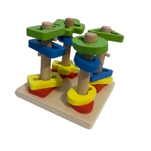 Joc Montessori de indemanare cu 4 Coloane Sortatoare De Forme, Din Lemn - Img 10