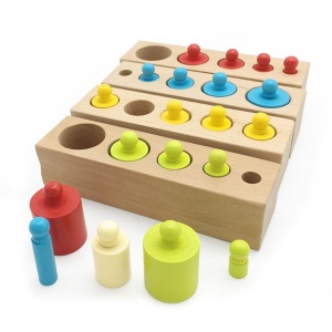 Joc Montessori de Invatare, 4 seturi cilindri color din lemn - Img 1