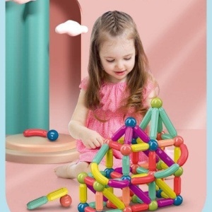 Joc STEM de constructii, 46 piese Magnetic Sticks - Img 2