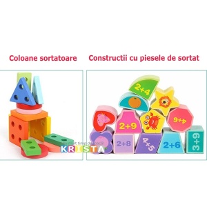 Jucarie Montessori Cub 5 in 1, cu fatete sortatoare de forme si circuit cu bile - Img 9