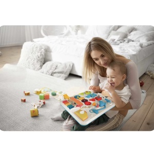 Masuta interactiva bebelusi 10 in 1, Busy Board cu lumini si sunete si panou detasabil - Img 8