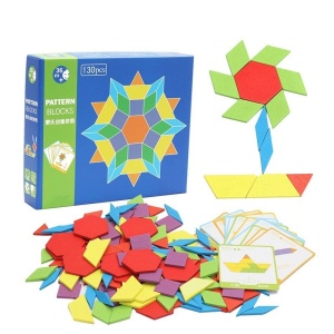 Puzzle Tangram 130 Piese din lemn - Img 1
