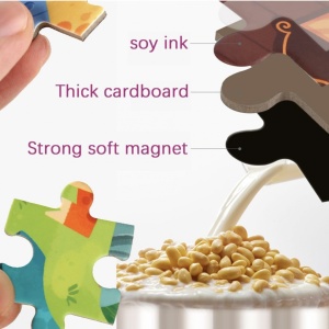 Set 4 puzzle-uri magnetice din lemn – animale, Montessori - Img 3
