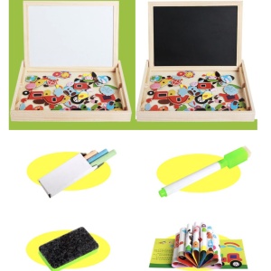 Tabla Montessori 3 In 1 Animalele Salbatice, din lemn - Img 11