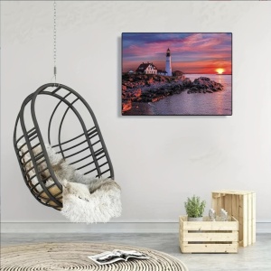 Tablou B13-31446 Goblen Diamante rotunde, 50 x 40 cm, Farul la apus de soare - Img 4