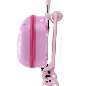 Trotineta 2 in 1 cu Ghiozdan Troler si Roti LED, 618-1 roz - Img 2