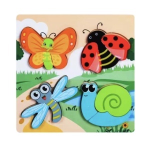 Baby Puzzle Incastu cu 4 imagini, din lemn masiv – Piese Mari - Img 3