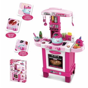 Bucatarie completa cu 33 accesorii, sunete si lumini, Little Chef 008-939, Roz - Img 2