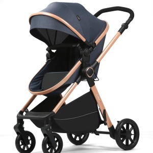 Carucior 2 in 1, F7 Albastru, reversibil, pliabil compact, suspensii duble - Img 4