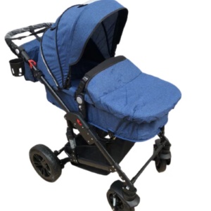 Carucior 2 in 1, reversibil, pliabil, suspensii duble, Teknum 6618, albastru - Img 2