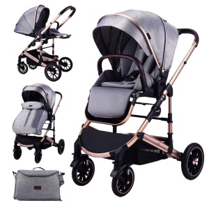 Carucior 2 in 1 transformabil, reversibil, pliabil, F3 Luxury Grey - Img 1
