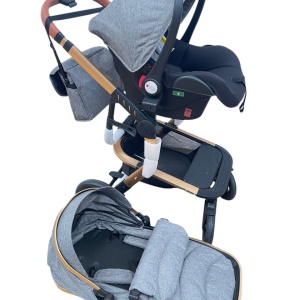 Carucior 3 in 1cu maner reversibil, transformabil landou-sport si scoica, 517 Gri - Img 5