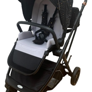 Carucior reversibil pliabil, cu husa picioare, 0-36 luni, C7 Negru cu auriu - Img 11