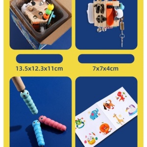 Joc Cub Busy Board cu 14 activitati, multifunctional, din lemn - Img 17