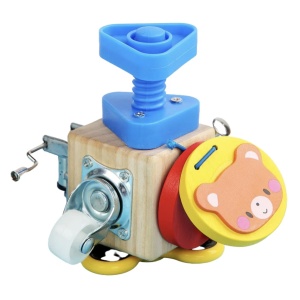 Joc Cub Busy Board cu spinner si parghii, multifunctional, 6 in 1 tine-l ocupat, din lemn - Img 1