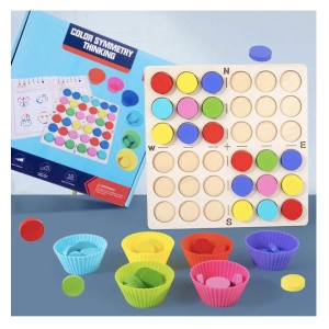 Joc Montessori cu jetoane colorate de logica, memorie si asociere simetrica - Img 5