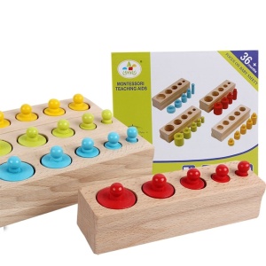 Joc Montessori de Invatare, 4 seturi cilindri color din lemn - Img 7