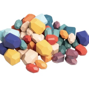 Joc Montessori Pietre colorate cu fatete pentru construit, din lemn, 36 piese - Img 3
