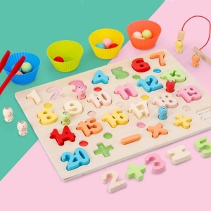 Joc tip Montessori 3 in 1, Fishing Beads, invata Cifrele si Matematica - Img 5