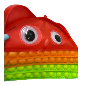 Jucarie POP IT!, GIGANT antistres, din silicon, BUFNITA cu ochi Rainbow, 29 cm - Img 6