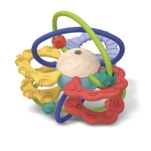 Jucarie senzoriala si dentitie pentru bebelusi Mingea cu inele - Teether Ball - Img 2