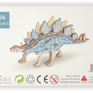 Macheta 3D din lemn Dinozaurul Stegosaurus, 9 piese - Img 3